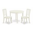 Pemberly Row 3-Piece Boston Dining Table Set in Linen White Finish