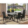 Pemberly Row 7-Piece Wood Dining Table Set in Multi-Color with Black Finish