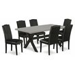 Pemberly Row 7-Piece Wood Dining Table Set in Multi-Color with Black Finish