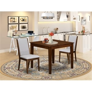 Pemberly Row 3-Piece Square Dining Set in Antique Walnut/Grey