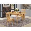 Pemberly Row 3-Piece Wood Dining Table Set with Slat-Back Chairs in Oak Finish