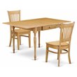 Pemberly Row 3-Piece Wood Dining Table Set with Slat-Back Chairs in Oak Finish