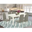 Pemberly Row 7-Piece Dining Set in Linen White and Dark Shitake