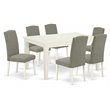 Pemberly Row 7-Piece Dining Set in Linen White and Dark Shitake