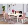 Pemberly Row 5-Piece Dining Set with Faux Leather Chairs in Linen White