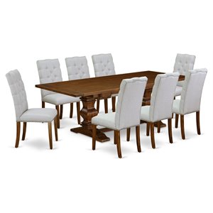 Pemberly Row 9-Piece Dining Room Set with Pedestal Table in Walnut