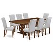 Pemberly Row 9-Piece Dining Room Set with Pedestal Table in Walnut