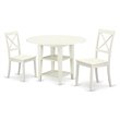 Pemberly Row 3-Piece Dining Set with Wood Seats in Linen White