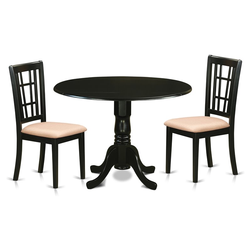 Pemberly Row 3-Piece Wood Traditional Dining Table Set in Black