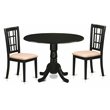 Pemberly Row 3-Piece Wood Traditional Dining Table Set in Black