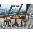 Pemberly Row 3-Piece Wood Dining Set with Linen Chairs in Mahogany Finish