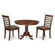 Pemberly Row 3-Piece Wood Dining Set with Linen Chairs in Mahogany Finish