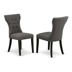 Pemberly Row 41&quot Fabric Dining Chairs in Black/Grey (Set of 2)