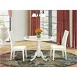 Pemberly Row Traditional Round Wood Dining Set in Linen White Finish
