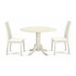 Pemberly Row Traditional Round Wood Dining Set in Linen White Finish