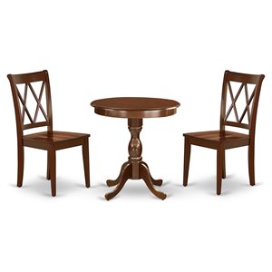 Pemberly Row 3-Piece Wood Dining Set with Table and Chairs in Mahogany