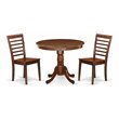 Pemberly Row 3-Piece Mahogany Wood Round Dining Table Set with Chairs