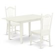 Pemberly Row 3-Piece Dining Set with Slatted Chairs in Linen White