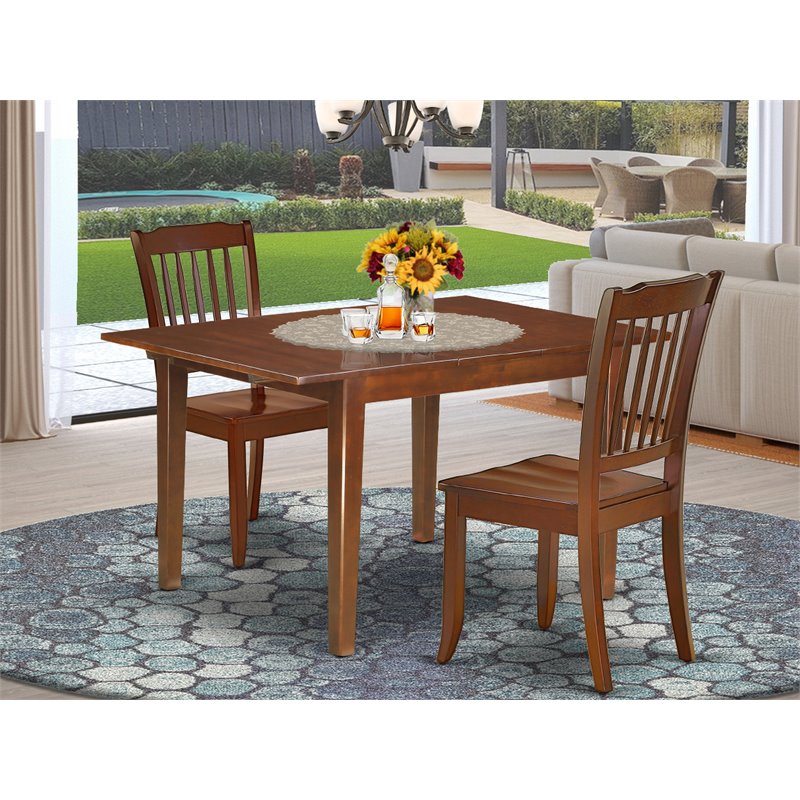 Pemberly Row 3-Piece Dining Table and Slatted Chairs in Mahogany
