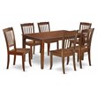 Pemberly Row 7-Piece Wood Dining Set with Slatted Chairs in Mahogany Finish