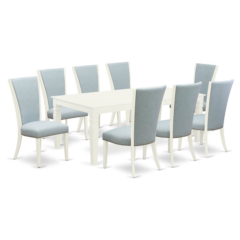 Pemberly Row 9-Piece Wood Dining Table and Chair Set in Linen White