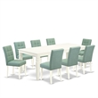 Pemberly Row 9-Piece Dining Set with Upholstered Chairs and Acacia Table