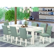 Pemberly Row 9-Piece Dining Set with Upholstered Chairs and Acacia Table