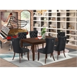 Pemberly Row 7-Piece Dining Set with Mahogany Table and Dark Gray Chairs
