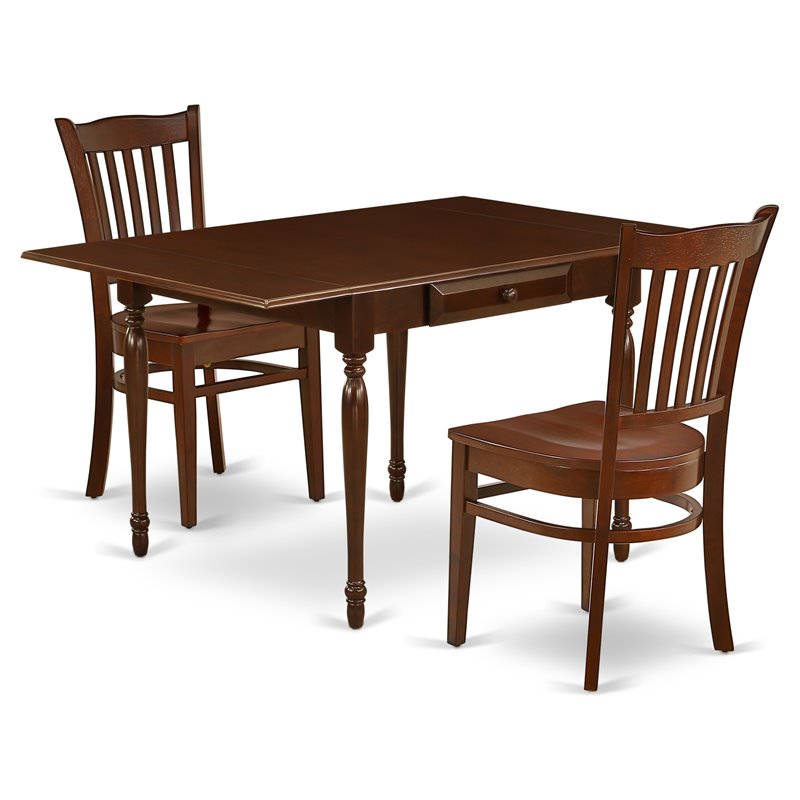 Pemberly Row Monza 3-Piece Wood Dining Table Set in Mahogany
