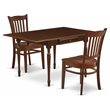 Pemberly Row Monza 3-Piece Wood Dining Table Set in Mahogany