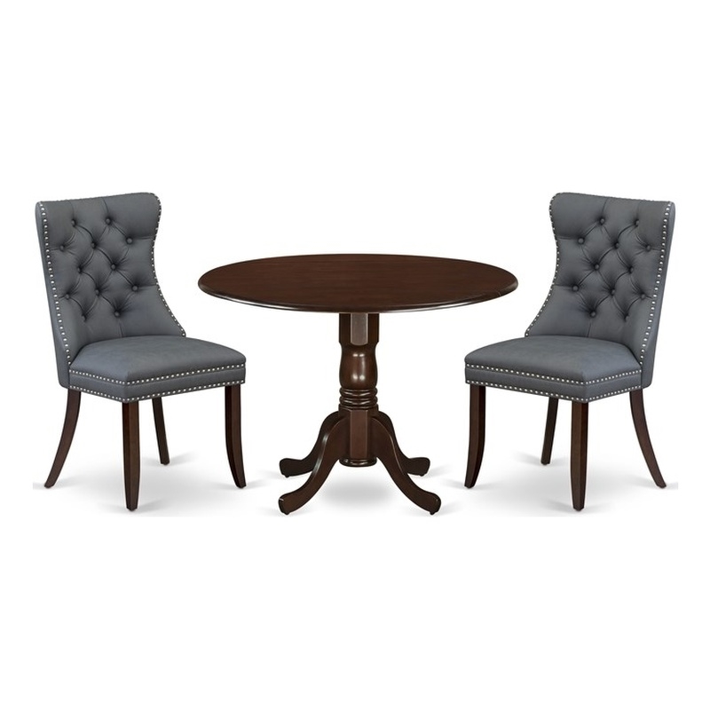 Pemberly Row 3-Piece Mahogany Dining Table Set with Platinum Gray Chairs