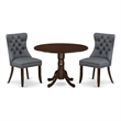 Pemberly Row 3-Piece Mahogany Dining Table Set with Platinum Gray Chairs