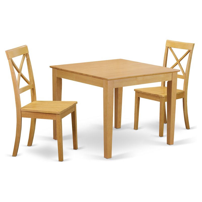 Pemberly Row 3-Piece Oak Dinette Table Set with 2 Wood Chairs