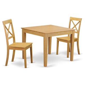 Pemberly Row 3-Piece Oak Dinette Table Set with 2 Wood Chairs