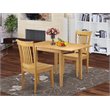 Pemberly Row 3-Piece Dining Table with Slatted Chair Set in Oak Wood