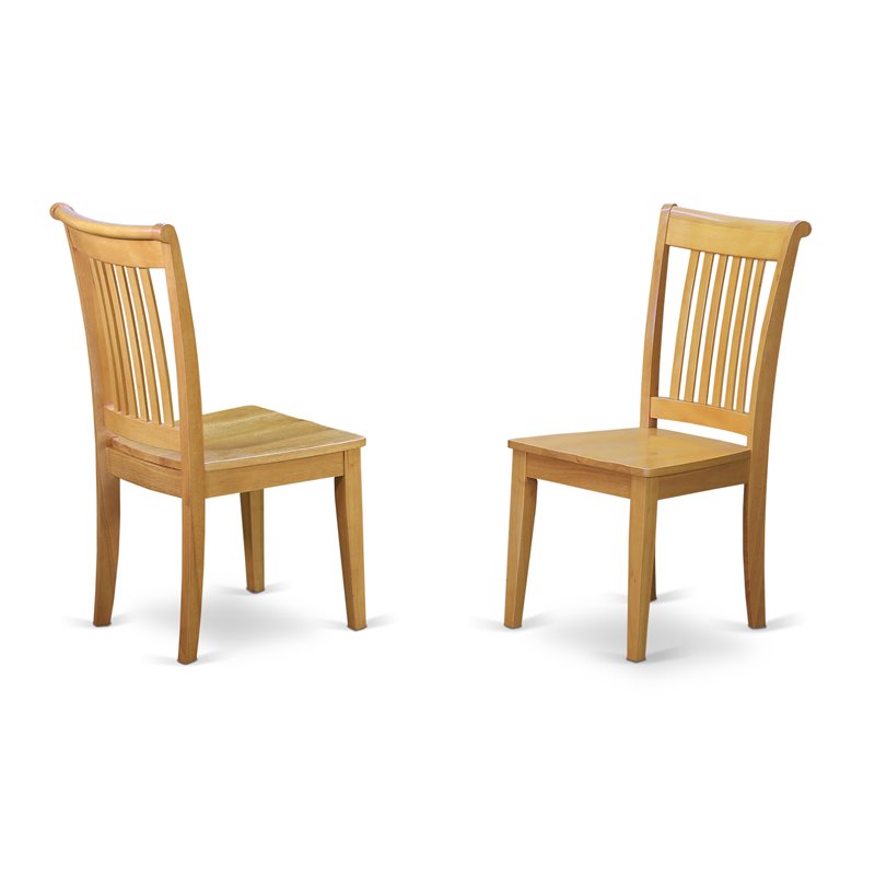 Pemberly Row 3-Piece Dining Table with Slatted Chair Set in Oak Wood