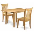 Pemberly Row 3-Piece Dining Table with Slatted Chair Set in Oak Wood