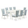 Pemberly Row 9-Piece Dining Set with Upholstered Chairs in Linen White