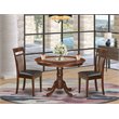 Pemberly Row 3-Piece Round Mahogany Dining Set with Leather Chairs