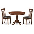 Pemberly Row 3-Piece Round Mahogany Dining Set with Leather Chairs