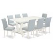Pemberly Row 9-Piece Solid Rubberwood Dining Room Set in Linen White Finish