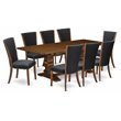 Pemberly Row Lassale 9-Piece Dining Set with Expandable Table in Walnut/Black