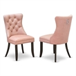 Pemberly Row Faux Leather Parson Dining Chair in Beige Red (Set of 2)