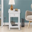 Pemberly Row 24-Inch White Wood Nightstand with Drawer & Bottom Shelf
