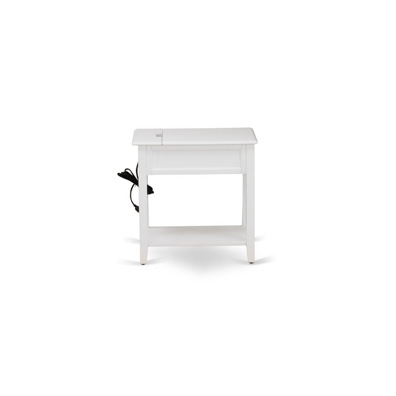 Pemberly Row 24-Inch White Wood Nightstand with Drawer & Bottom Shelf