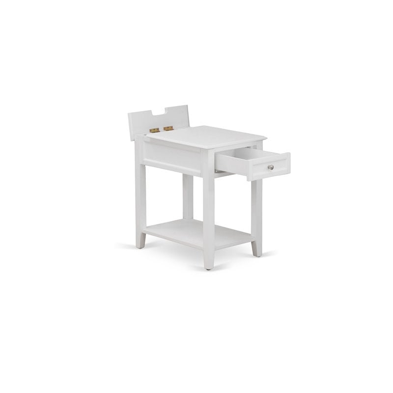 Pemberly Row 24-Inch White Wood Nightstand with Drawer & Bottom Shelf