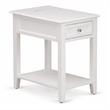 Pemberly Row 24-Inch White Wood Nightstand with Drawer & Bottom Shelf