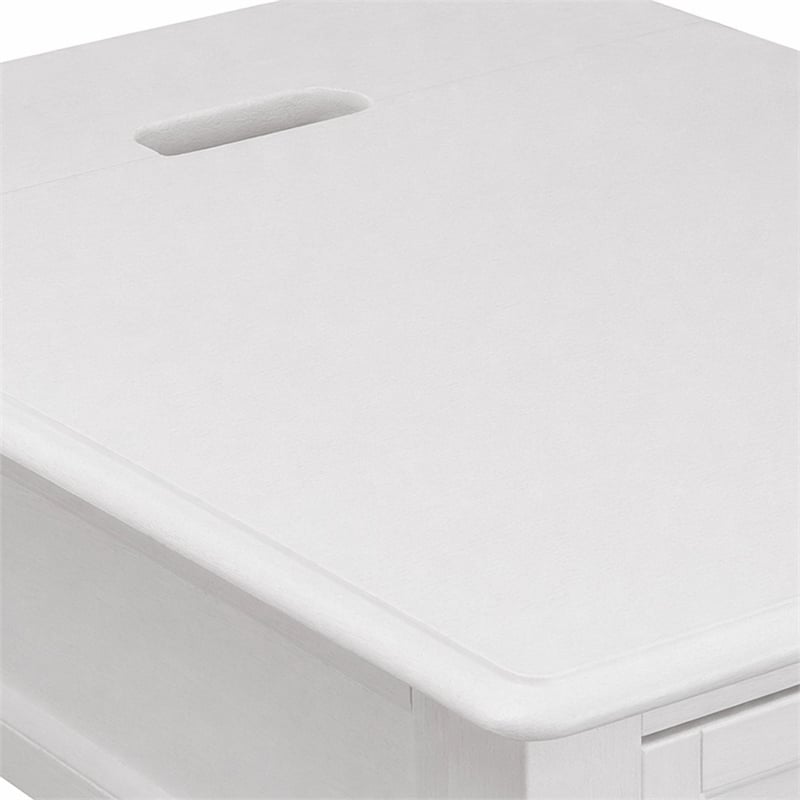 Pemberly Row 24-Inch White Wood Nightstand with Drawer & Bottom Shelf