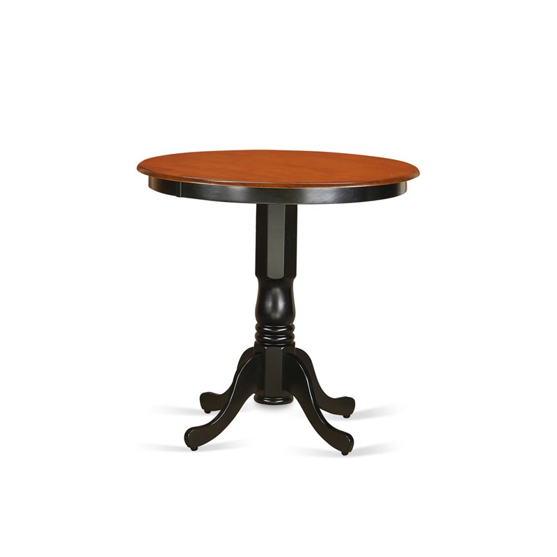 Pemberly Row 3-Piece Dining Set with Bar Stools in Black/Cherry Wood