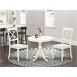 Pemberly Row 3-Piece Wood Kitchen Table Set with X-Back Chairs in Linen White